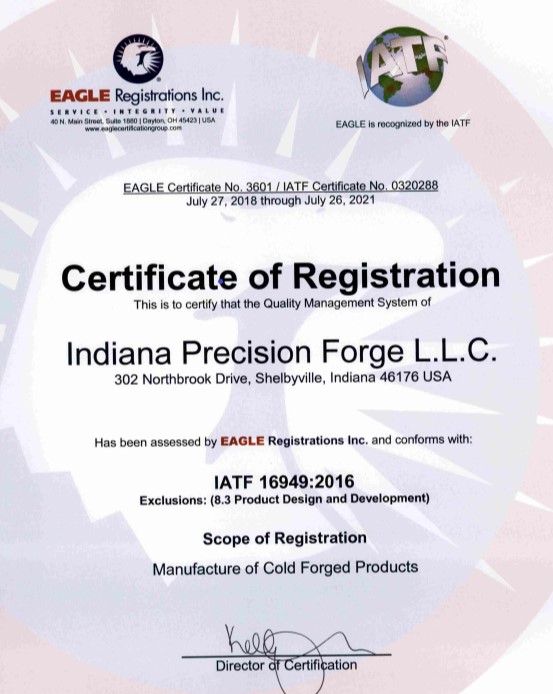 IPF's IATF16949 Certificate